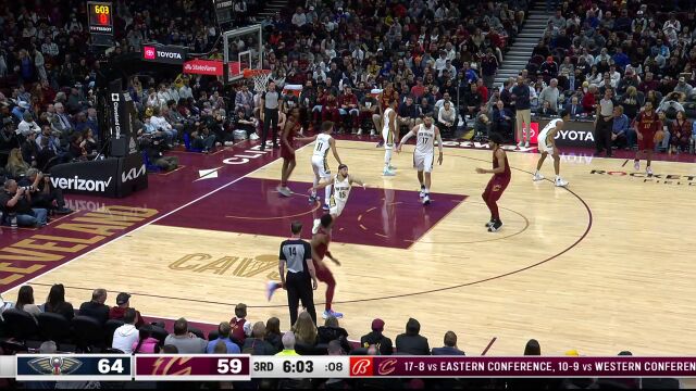 鹈鹕vs骑士精华纯享 米切尔伤退 加兰30+11胜鹈鹕