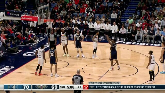 NBA常规赛：森林狼vs鹈鹕第3节中文解说回放
