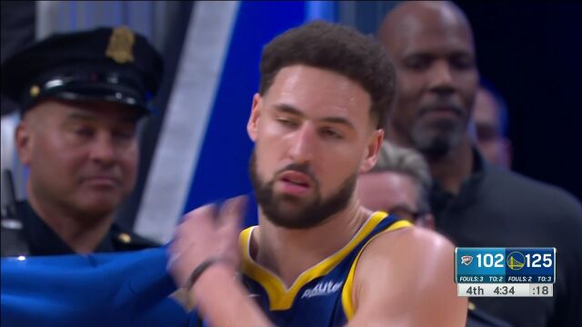NBA常规赛：雷霆vs勇士第4节中文解说回放
