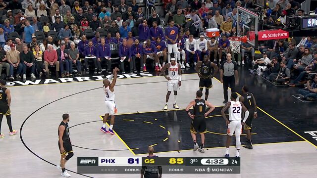 NBA常规赛：太阳vs勇士第3节中文解说回放