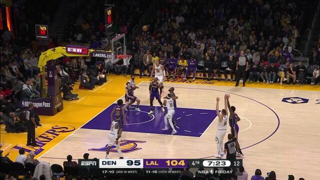 NBA常规赛：掘金vs湖人英文原声全场回放