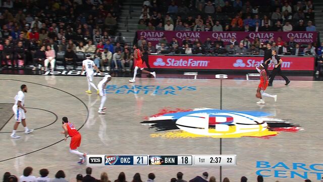 雷霆vs篮网精华纯享 雷霆三后卫各砍20+送篮网两连败