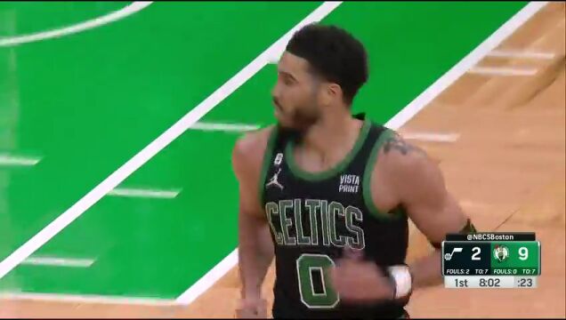 NBA常规赛：爵士vs凯尔特人第1节英文原声回放