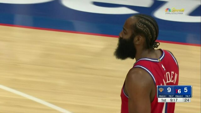 NBA常规赛：尼克斯vs76人第1节英文原声回放