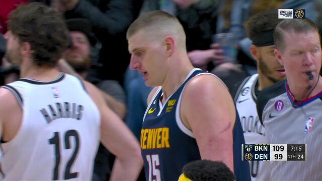 篮网vs掘金精华纯享 约基奇超级三双不敌篮网七人上双