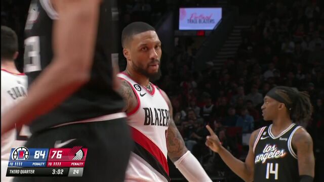 NBA常规赛：快船vs开拓者第3节英文原声回放