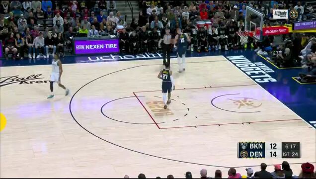 NBA常规赛：篮网vs掘金第1节中文解说回放