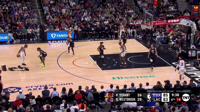 攻防转换教科书！杜兰特梦幻脚步晃开防守后仰中投造杀伤