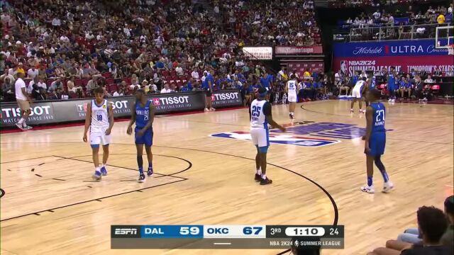 NBA夏季联赛：独行侠vs雷霆第3节英文原声回放