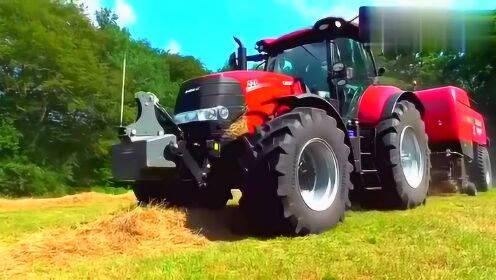 凯斯220拖拉机搭配423方形打捆机作业视频