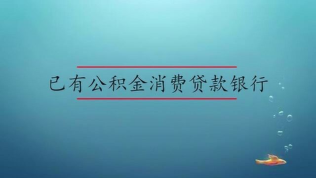 中国有哪些银行有公积金消费贷款