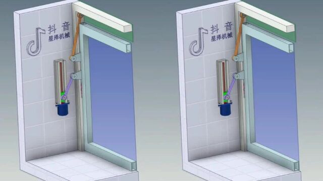 电动车库门,由电机驱动丝杆,构成曲柄滑块