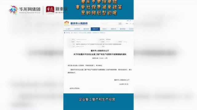 官方答疑 重庆参保单位享受社保费减免政策类型这样划型