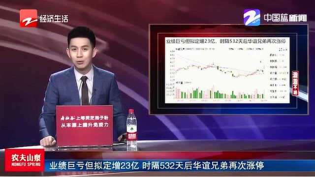 同比下降61%!业绩巨亏但拟定增23亿 时隔532天后华谊兄弟再次涨停