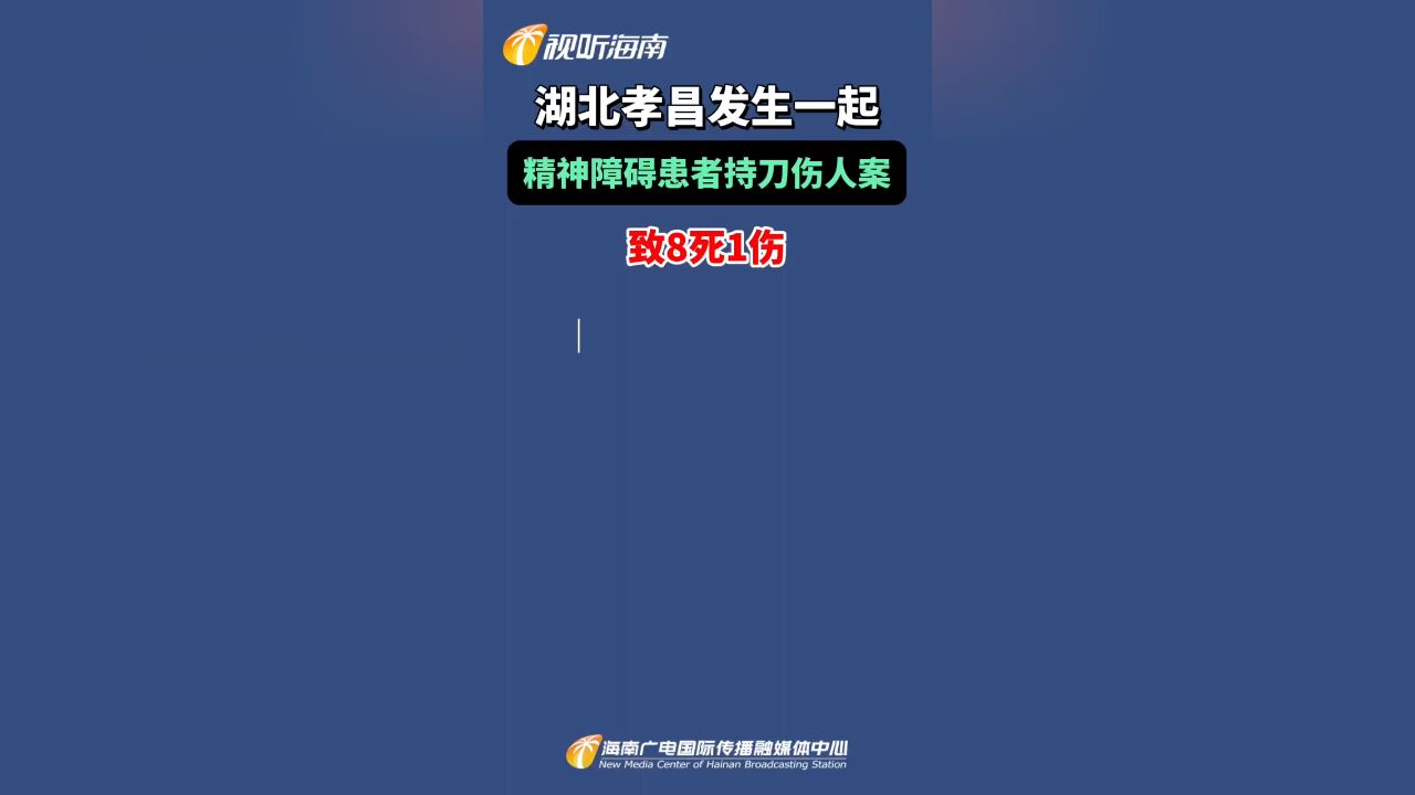 湖北孝昌发生一起精神障碍患者持刀伤人案 致8死1伤