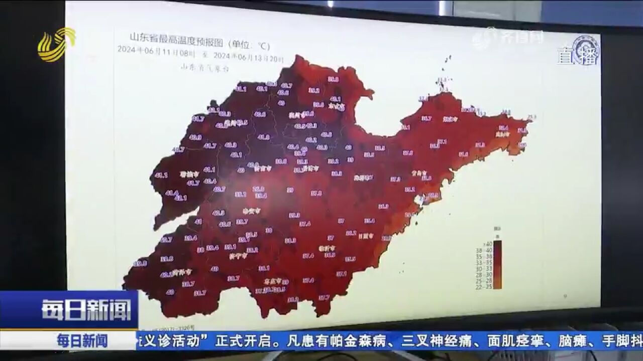 山东省气象台继续发布高温橙色预警,多地高温超过40℃