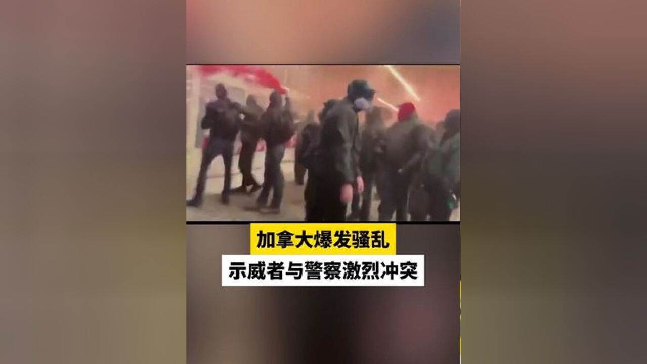 加拿大爆发骚乱,示威者与警察激烈冲突