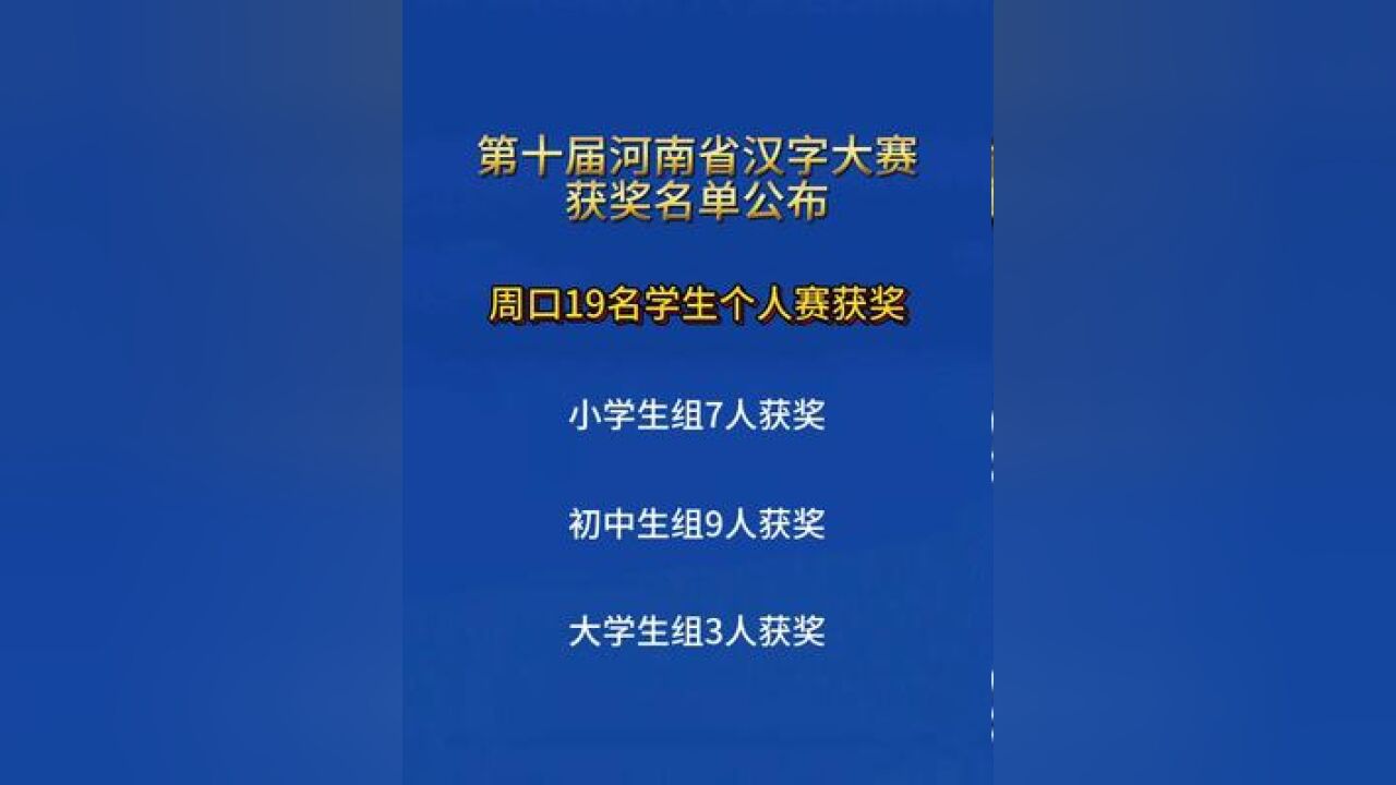 周口19名学生个人赛获奖 12名学生团体赛获奖