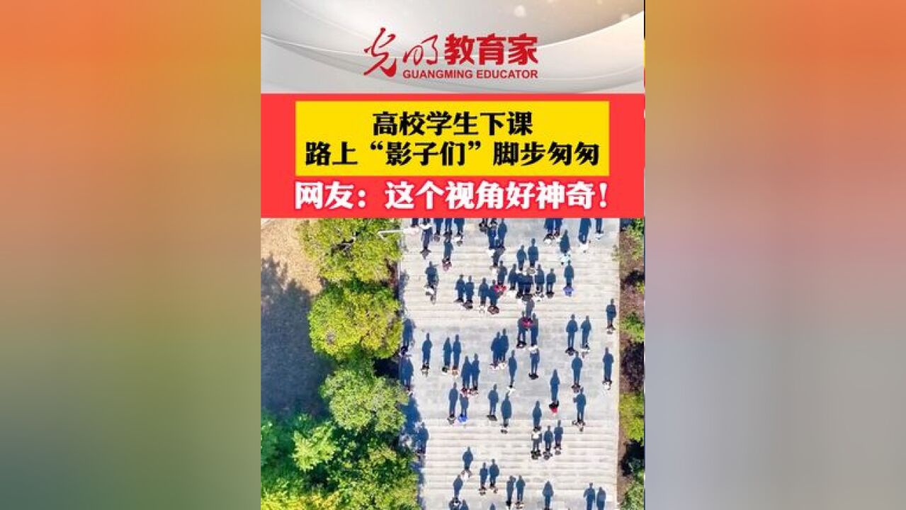 高校学生下课,路上“影子们”脚步匆匆.网友:这个视角好神奇!#学生时代 #校园生活 #万万没想到