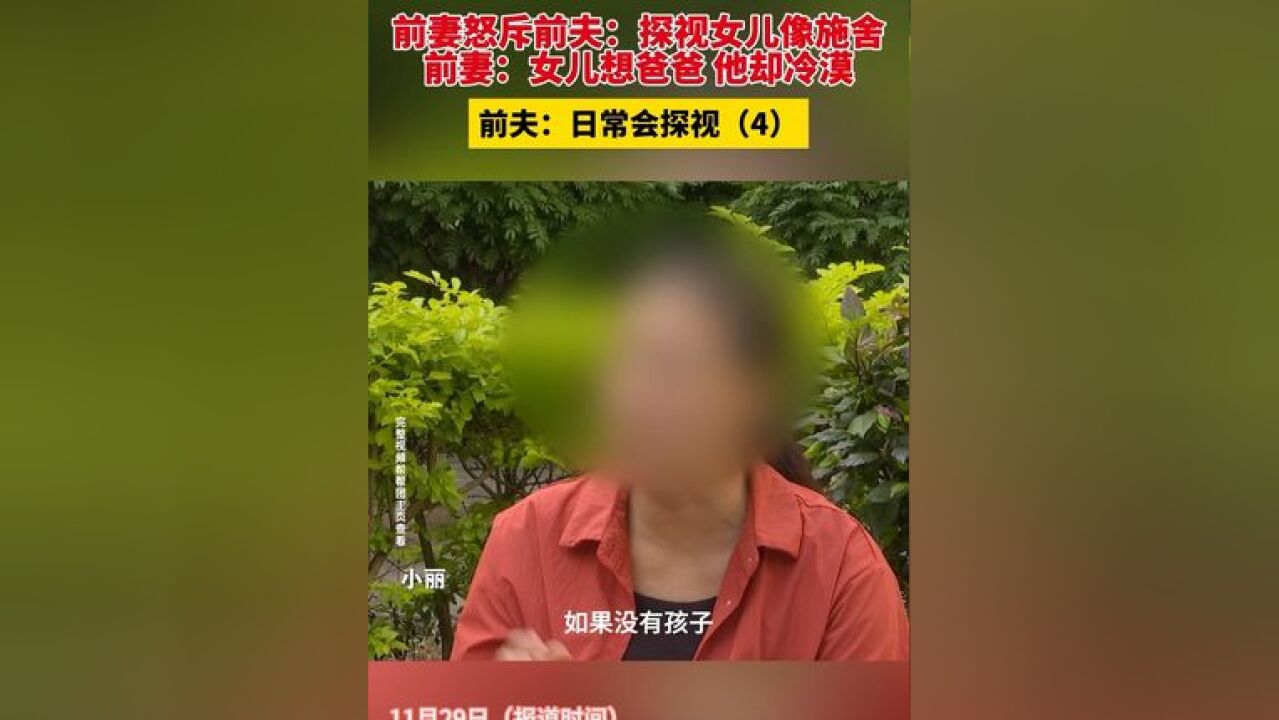 前妻怒斥前夫:探视女儿像施舍,前妻:女儿想父亲 他却冷漠,前夫:日常会探视