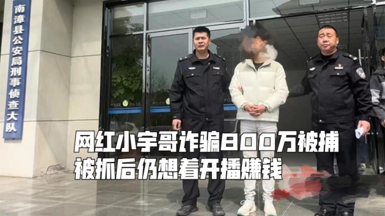 网红小宇哥诈骗800万被捕,被抓后仍想着开播赚钱,担心每天掉粉