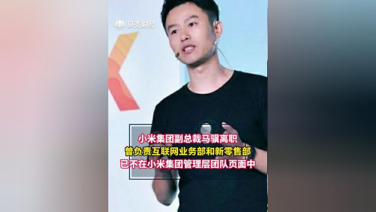 小米集团副总裁马骥离职,曾负责互联网业务部和新零售部,已不在小米集团管理层团队页面中