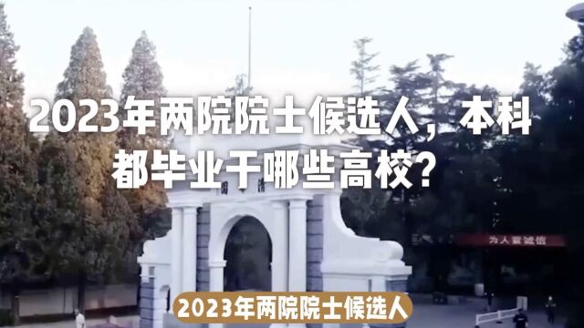 2023年两院院士候选人,本科都毕业于哪些高校?