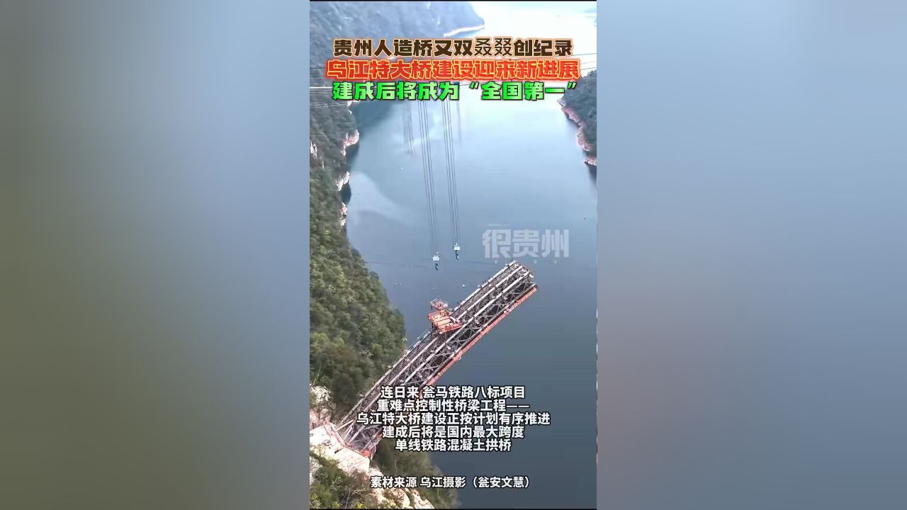 贵州人造桥又双叒叕创纪录,乌江特大桥建设迎来新进展,建成后将成为“全国第一”