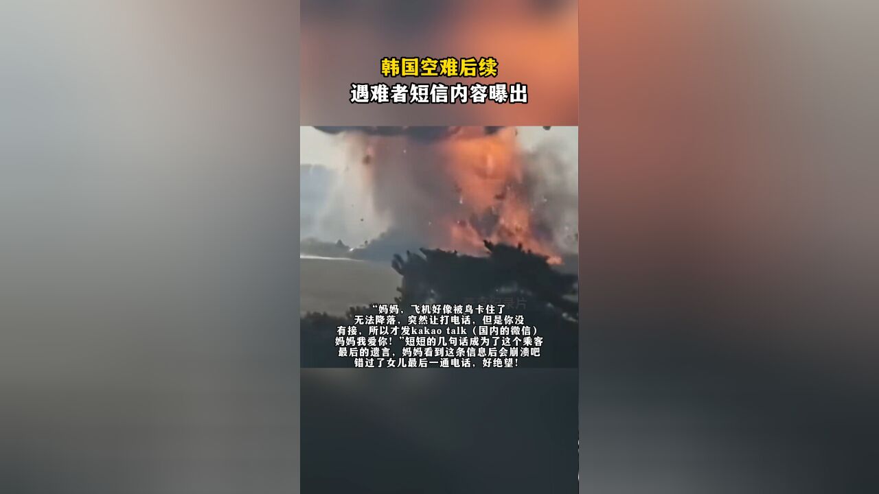 韩国空难后续,遇难者短信内容曝出