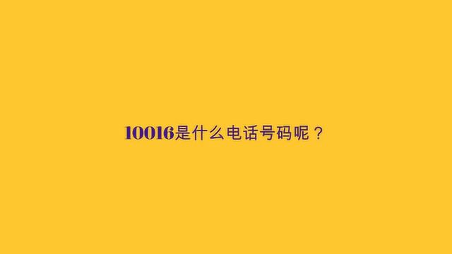 10016是什么电话号码呢?