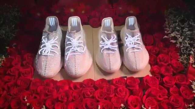 【真假详细评测】yeezy350v2亚洲2.0粉色天使/满天星椰子鞋