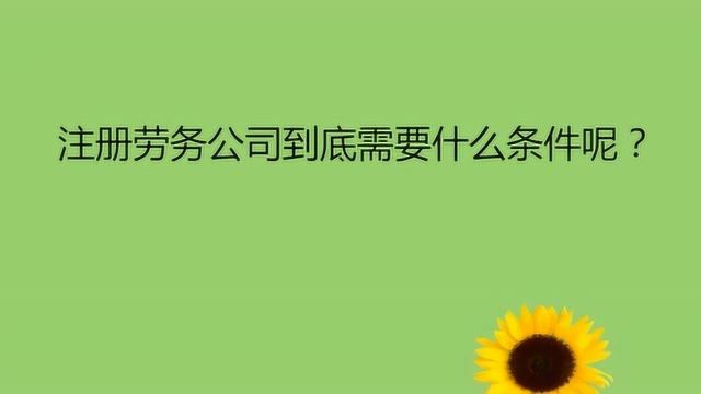 注册劳务公司到底需要什么条件呢?