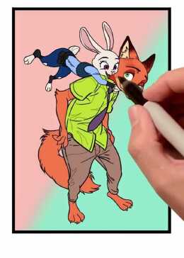 爸爸画的尼克朱迪VS我画的尼克朱迪