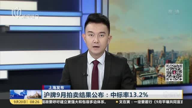 上海发布:沪牌9月拍卖结果公布——中标率13.2%