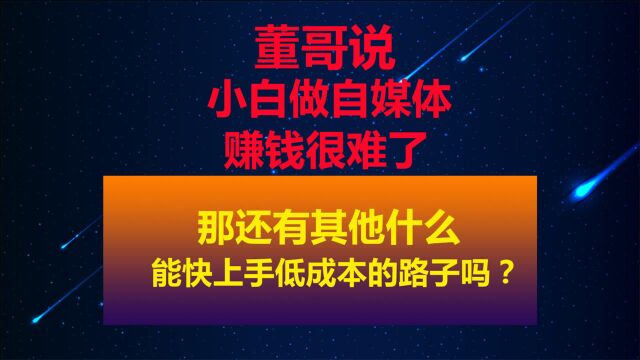 董哥:小白做自媒体赚钱很难,有其他什么能快点上手的赚钱路子吗