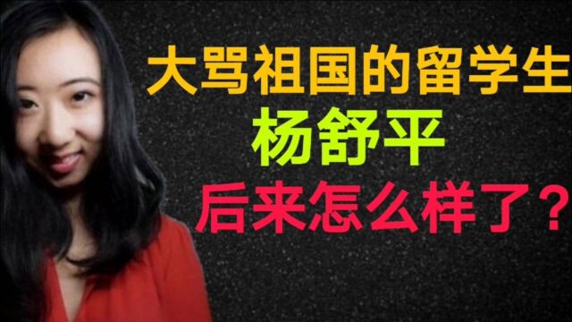 吹捧美国空气香甜,诋毁祖国的留学生杨舒平,后来怎么样了