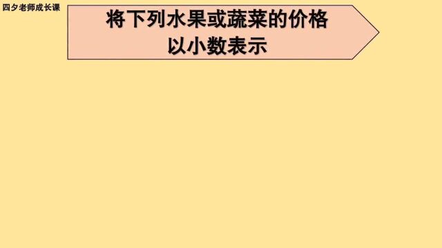 三年级数学:将下列水果或蔬菜的价格以小数表示