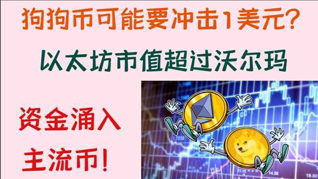 狗狗币可能要冲击1美元了?资金涌入主流币,以太坊市值超过沃尔玛!