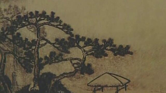 传世名画:《春山瑞松图》画面不大,山峰翠叠连绵,古亭翼然欲飞