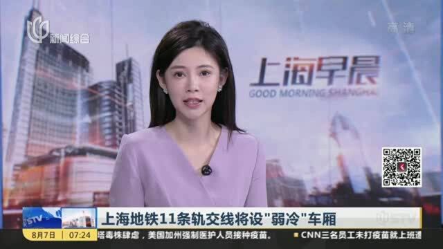 上海地铁11条轨交线将设“弱冷”车厢