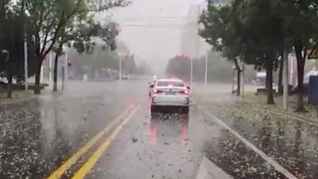 实拍冰雹袭击湖北宜昌现场 汽车玻璃被砸得噼啪作响