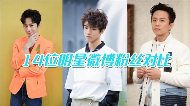 14位明星微博粉丝对比,TFBOYS粉丝最高的是千玺,她1.3亿排第一