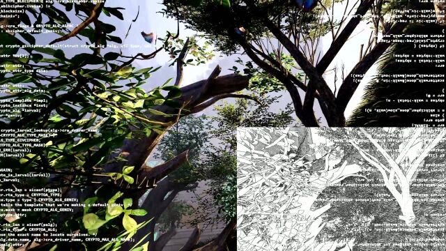 山间流水草丛花絮游戏场景3D建模工业设计动画渲染