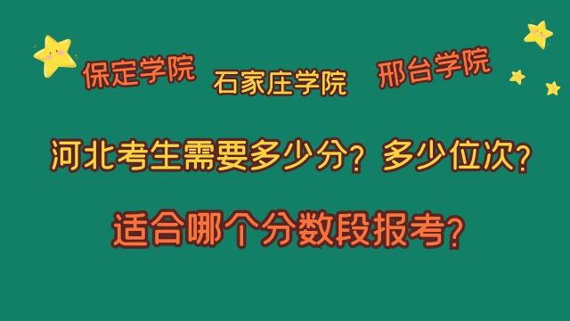 保定学院、石家庄学院、邢台学院,河北考生需要多少分?多少位?