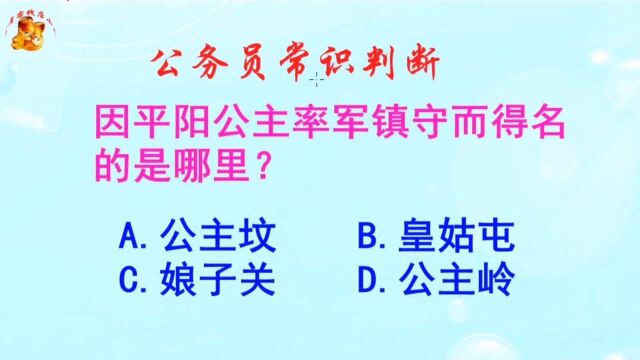 公务员常识判断,因平阳公主率军镇守而得名的是哪里?长见识啦