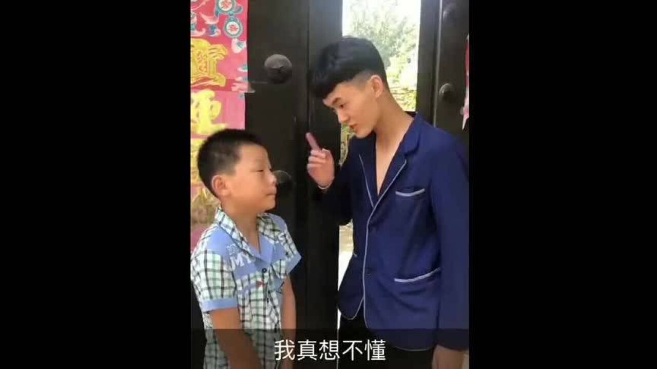 哥哥教训弟弟脑袋里装的是什么,接下来熊孩子的话让哥哥无语了