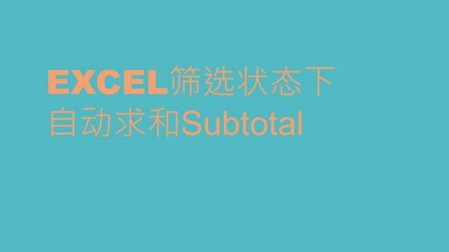 EXCEL筛选状态下自动求和Subtotal