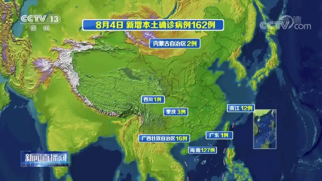 国家卫健委通报8月4日新冠肺炎疫情 昨日新增本土确诊162例 本土无症状248例