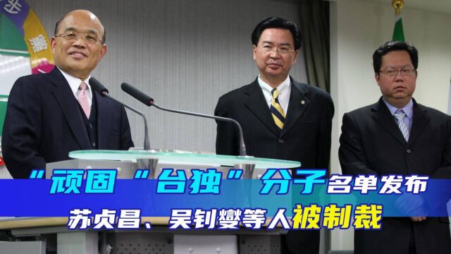 大快人心!顽固“台独”分子名单发布,苏贞昌、吴钊燮等人被制裁