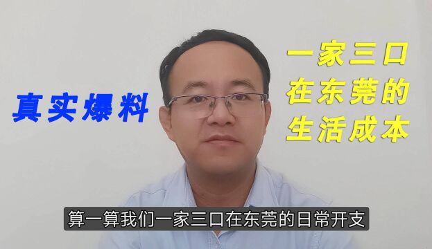 东莞生活成本高吗?真实讲述一个普通三口之家每月的生活开销